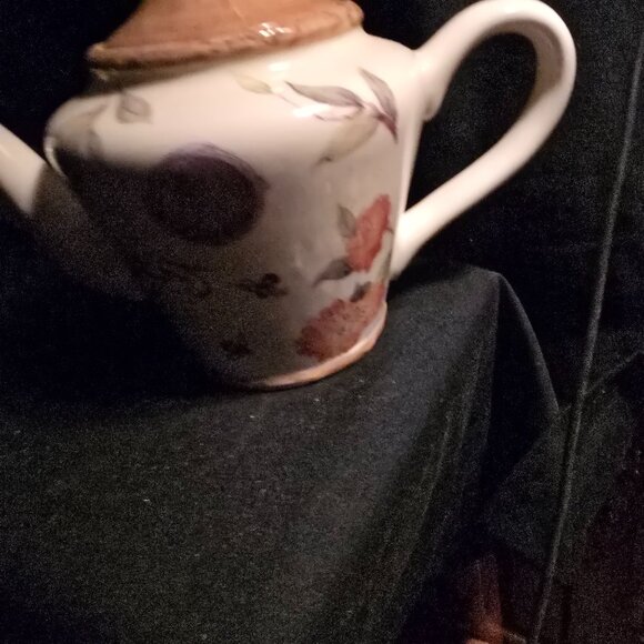 Vintage Cracker Barrel Ceramic Bird Lid Teapot With Floral Design - Picture 4 of 8